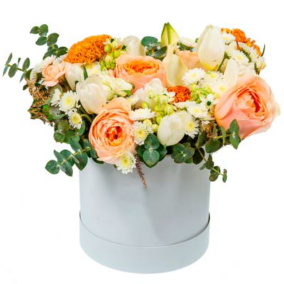 Букет в шляпной коробке «Элегант»